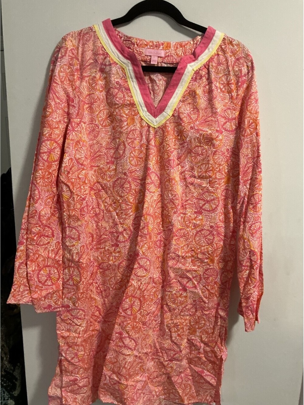 Lilly Pulitzer Womens Size Large Orange Slices Motif Pink Cotton Coverup #414